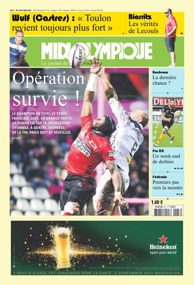 Midi Olympique Vert 06 mai 2016 Midi Olympique Vert du 06 mai 2016 à télécharger sur iPad