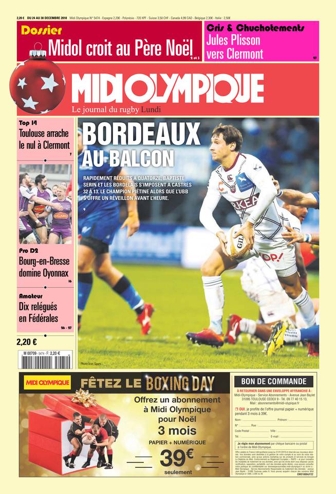 Midi Olympique Rouge 24 décembre 2018 Midi Olympique Rouge N°5474 du 24 décembre 2018 à télécharger sur iPad
