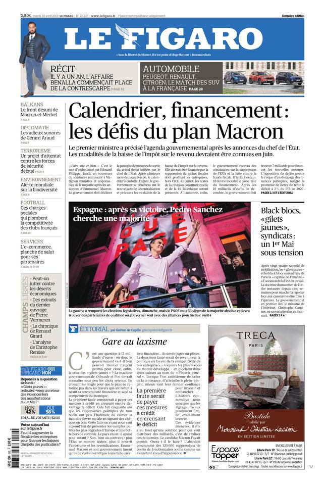 Le Figaro 30 avril 2019 Le Figaro du 30 avril 2019 à télécharger sur iPad