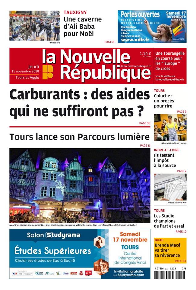 La Nouvelle République 15 novembre 2018 Abonnement Nouvelle République Pas Cher avec le BOUQUET ePresse.fr