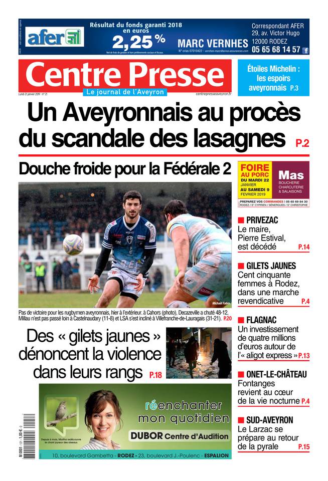 Centre Presse Aveyron 21 janvier 2019 Abonnement Centre Presse Aveyron Pas Cher avec BOUQUET ePresse.fr