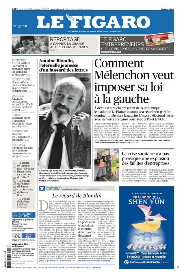 Le Figaro Une du 3 mai 2022