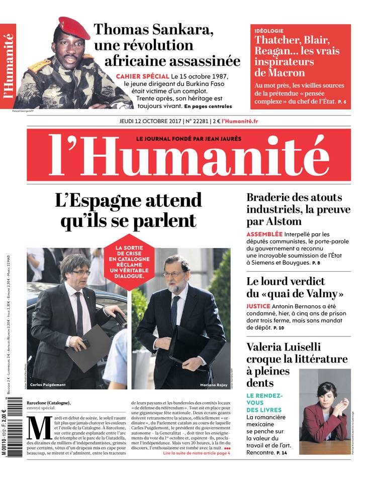 L'Humanité 12 octobre 2017 L'Humanité du 12 octobre 2017 à télécharger sur iPad