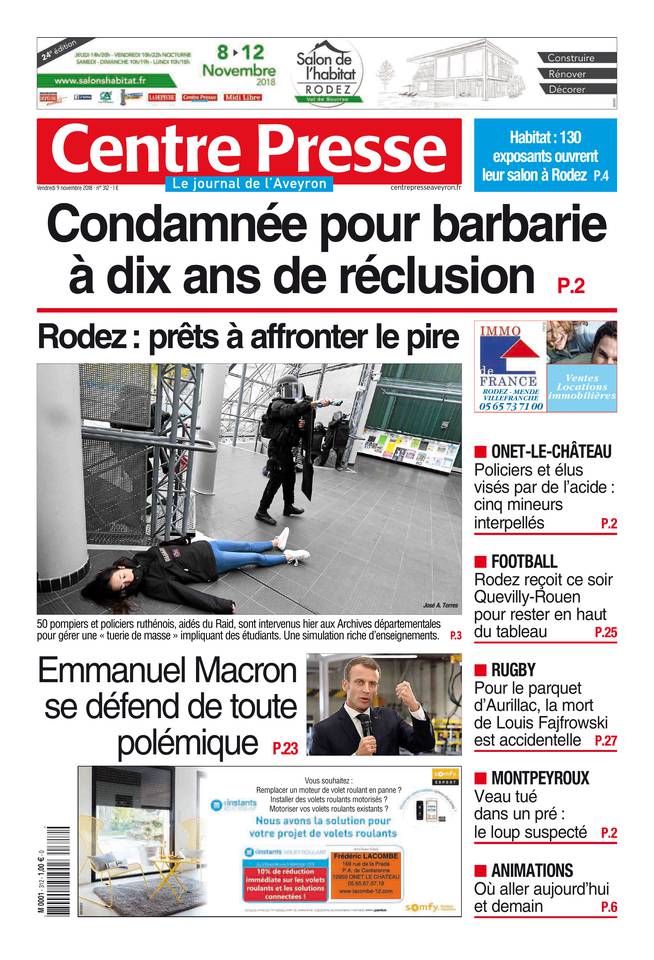Centre Presse Aveyron 09 novembre 2018 Centre Presse Aveyron du 09 novembre 2018 à télécharger sur iPad