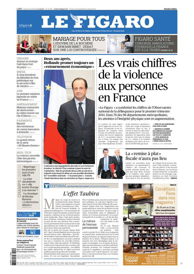 Le Figaro 05 mai 2014 Le Figaro du 05 mai 2014 à télécharger sur iPad