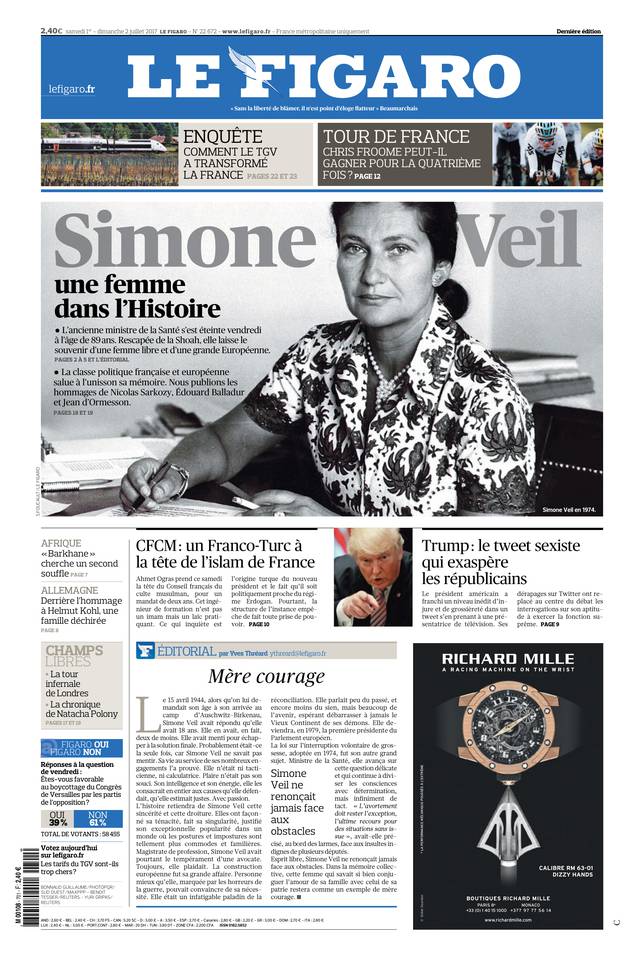 Le Figaro 01 juillet 2017 Le Figaro du 01 juillet 2017 à télécharger sur iPad