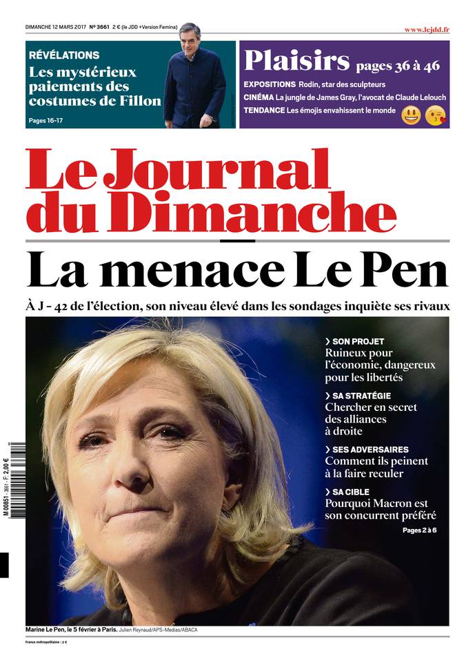 Le Journal du Dimanche 12 mars 2017 Le Journal du Dimanche N°3661 du 12 mars 2017 à télécharger sur iPad