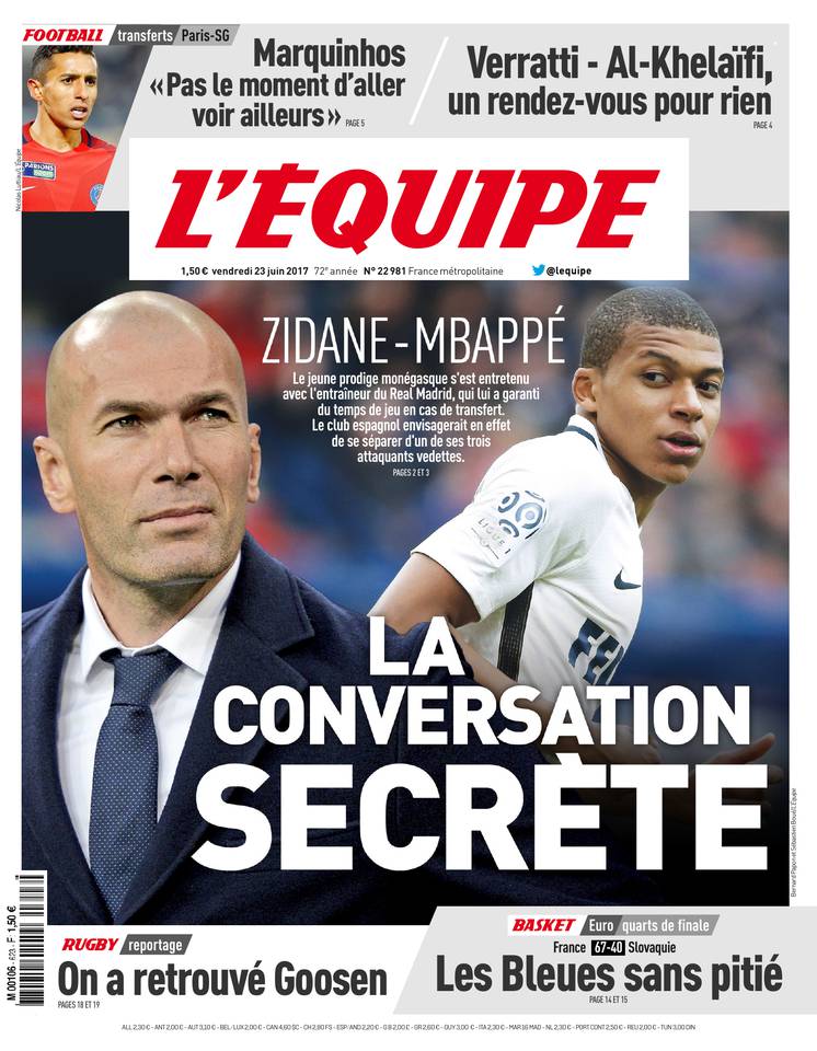 L'Équipe 23 juin 2017 Abonnement à L'Équipe Pas Cher avec le BOUQUET SPORT ePresse.fr