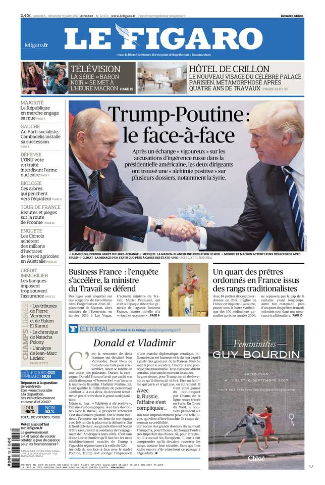 Le Figaro 08 juillet 2017 Le Figaro du 08 juillet 2017 à télécharger sur iPad