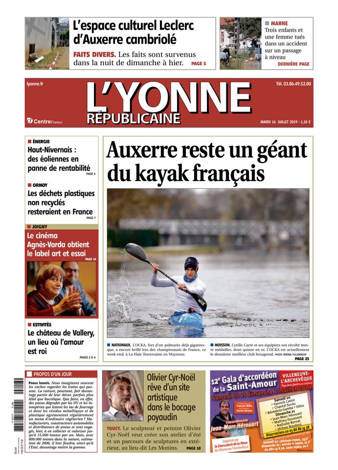 L'Yonne Républicaine 16 juillet 2019 Abonnement L'Yonne Républicaine Pas Cher avec BOUQUET INFO ePresse.fr