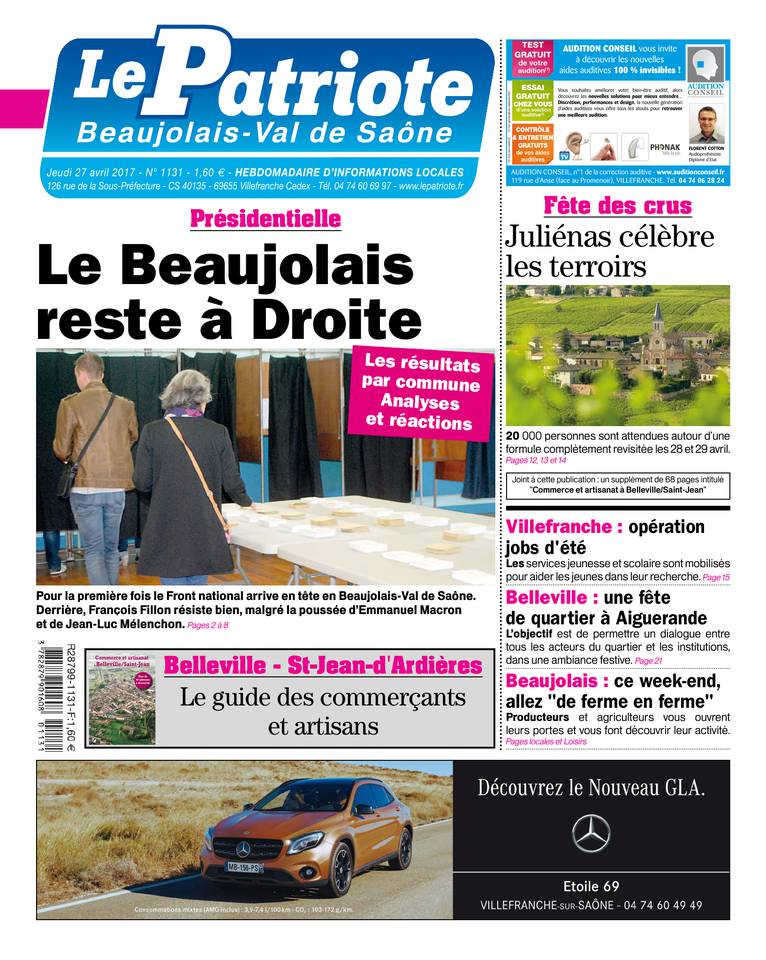 Le Patriote Beaujolais 27 avril 2017 Le Patriote Beaujolais du 27 avril 2017 à télécharger sur iPad