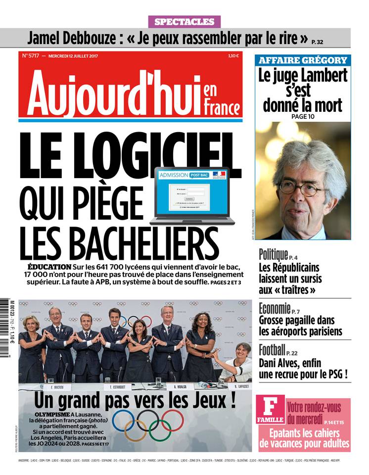 Aujourd'hui en France 12 juillet 2017 Aujourd'hui en France du 12 juillet 2017 à télécharger sur iPad