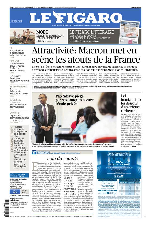 Le Figaro Une du 11 mai 2023