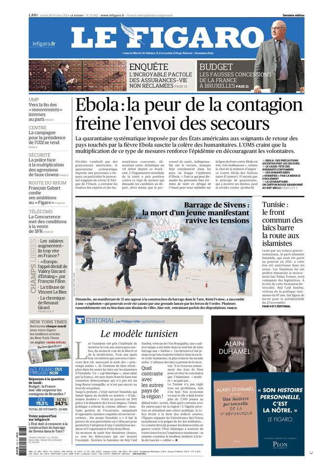 Le Figaro 28 octobre 2014 Le Figaro du 28 octobre 2014 à télécharger sur iPad