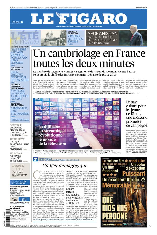 Le Figaro 11 août 2017 Le Figaro du 11 août 2017 à télécharger sur iPad