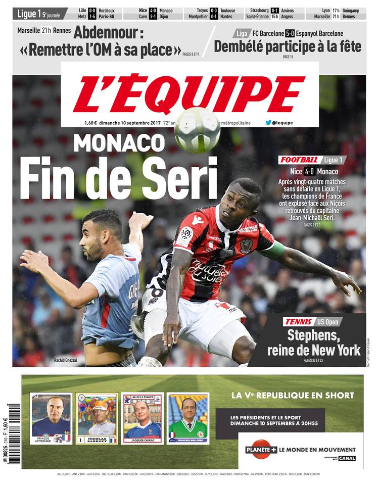 L'Équipe 10 septembre 2017 L'Équipe du 10 septembre 2017 à télécharger sur iPad