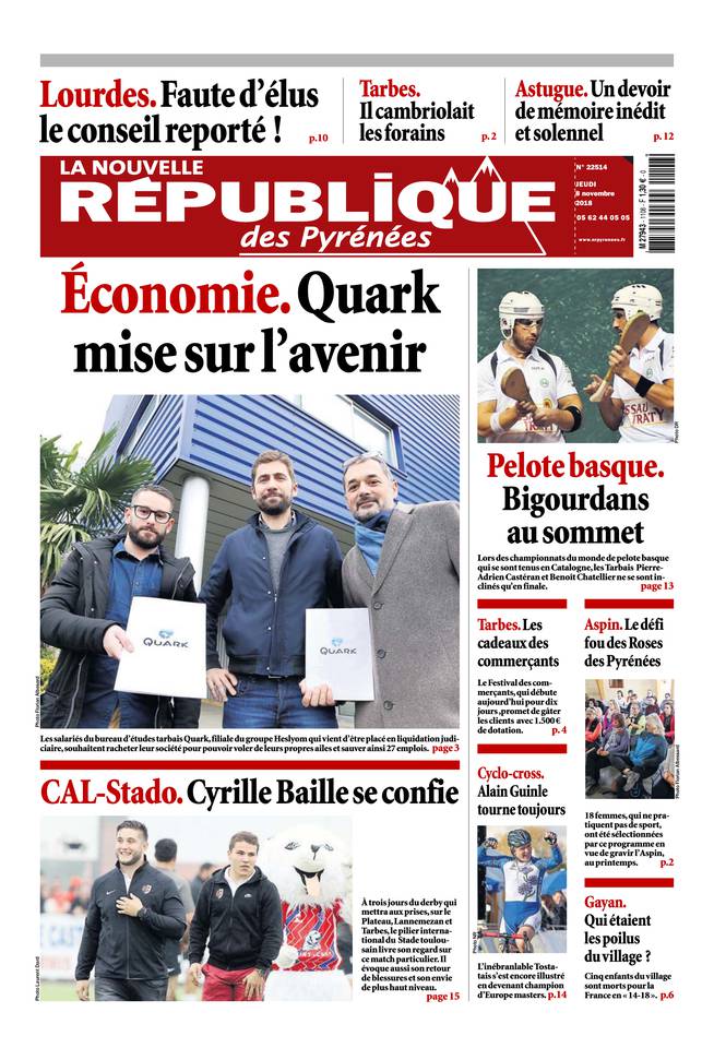 La Nouvelle République des Pyrénées 08 novembre 2018 La Nouvelle République des Pyrénées du 08 novembre 2018 à télécharger sur iPad