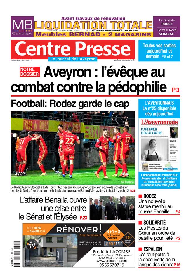 Centre Presse Aveyron 22 mars 2019 Abonnement Centre Presse Aveyron Pas Cher avec BOUQUET ePresse.fr