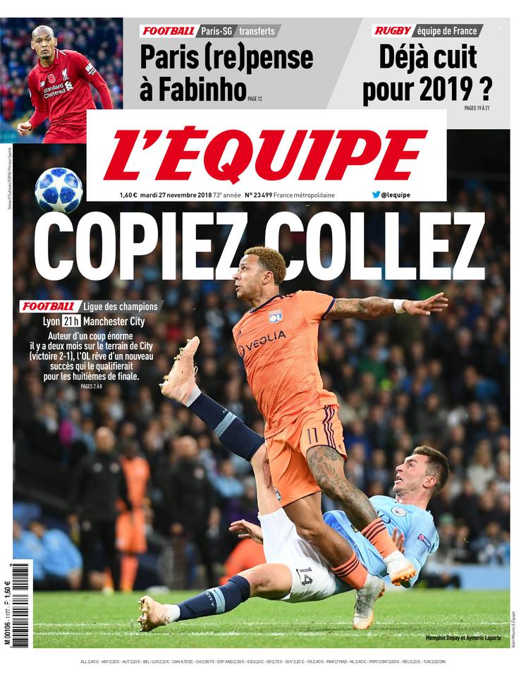 L'Équipe 27 novembre 2018 L'Équipe du 27 novembre 2018 à télécharger sur iPad
