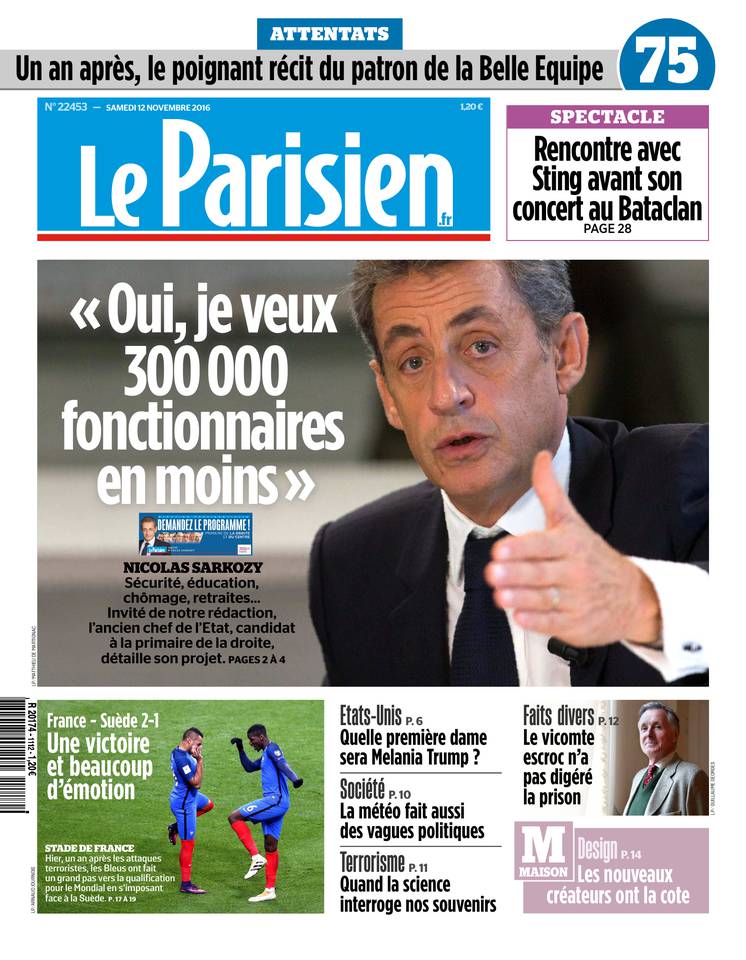 Le Parisien 12 novembre 2016 Le Parisien du 12 novembre 2016 à télécharger sur iPad