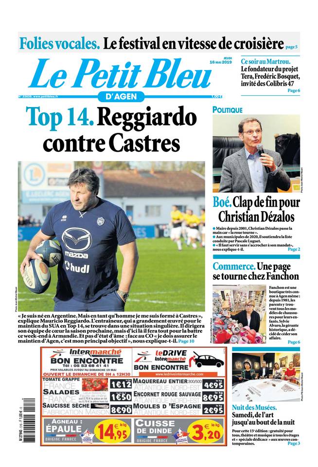Le Petit Bleu d'Agen 16 mai 2019 Le Petit Bleu d'Agen du 16 mai 2019 à télécharger sur iPad