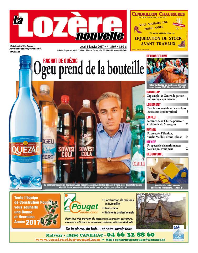 La Lozère Nouvelle 05 janvier 2017 La Lozère Nouvelle N°3707 du 05 janvier 2017 à télécharger sur iPad