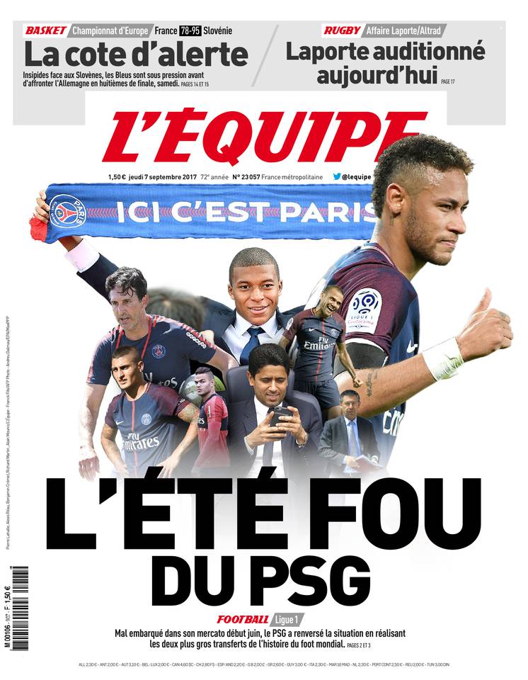 L'Équipe 07 septembre 2017 L'Équipe du 07 septembre 2017 à télécharger sur iPad