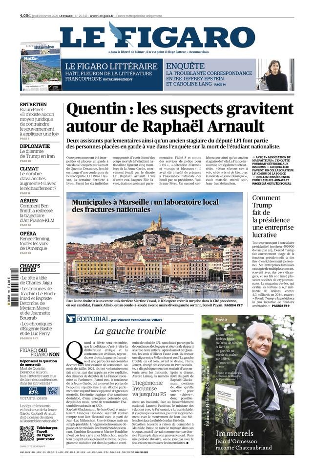 Le Figaro Une du 19 février 2026