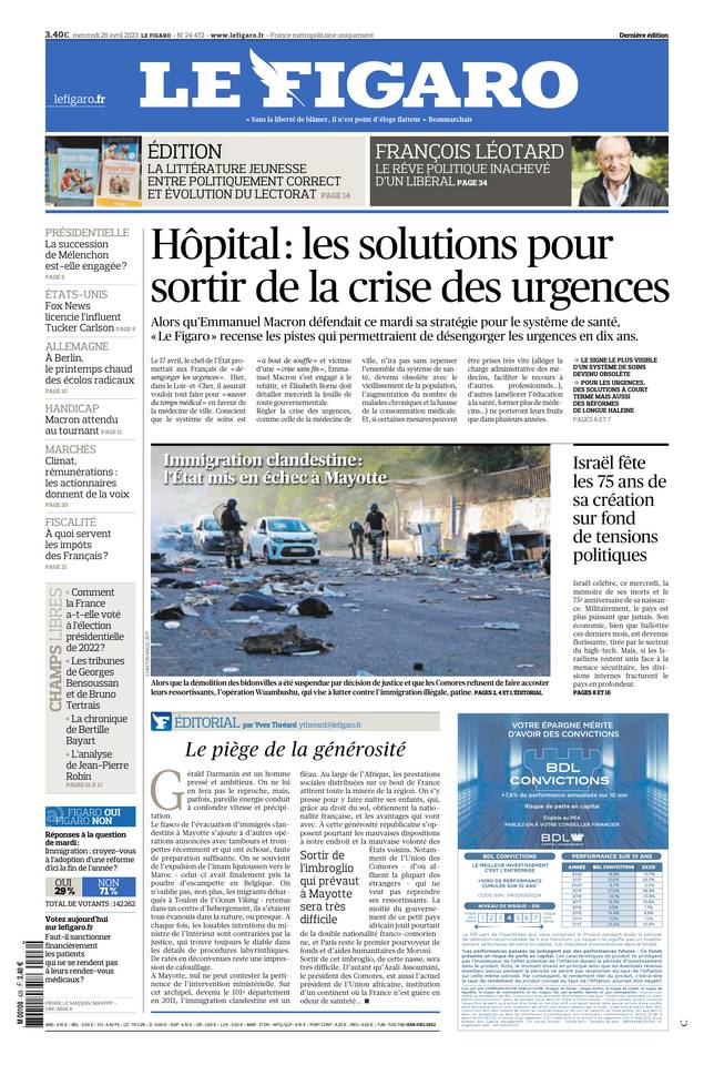 Le Figaro Une du 26 avril 2023