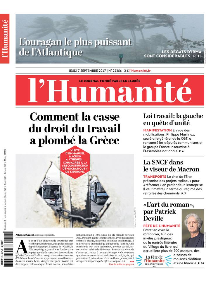 L'Humanité 07 septembre 2017 L'Humanité du 07 septembre 2017 à télécharger sur iPad
