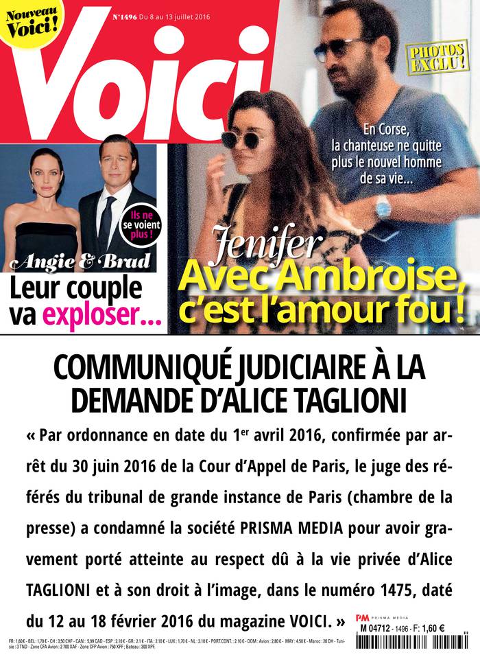 Voici 08 juillet 2016 Voici N°1496 du 08 juillet 2016 à télécharger sur iPad