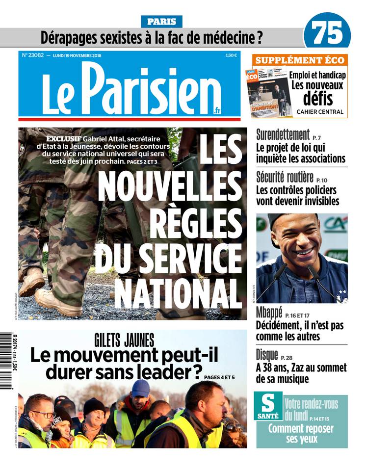 Le Parisien 19 novembre 2018 Le Parisien du 19 novembre 2018 à télécharger sur iPad