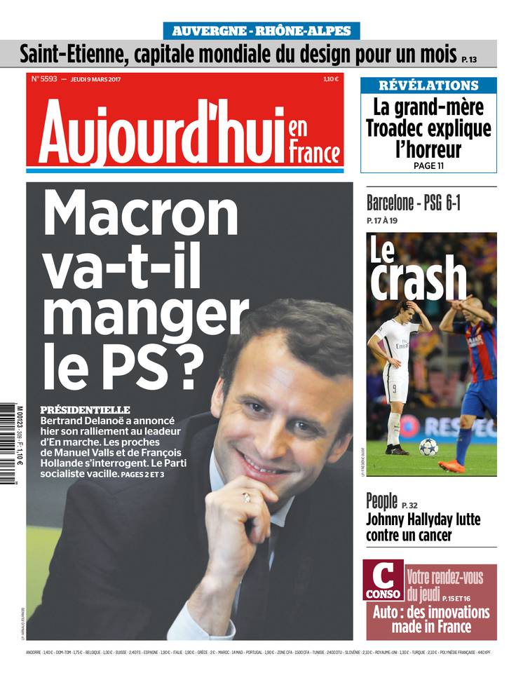 Aujourd'hui en France 09 mars 2017 Aujourd'hui en France du 09 mars 2017 à télécharger sur iPad