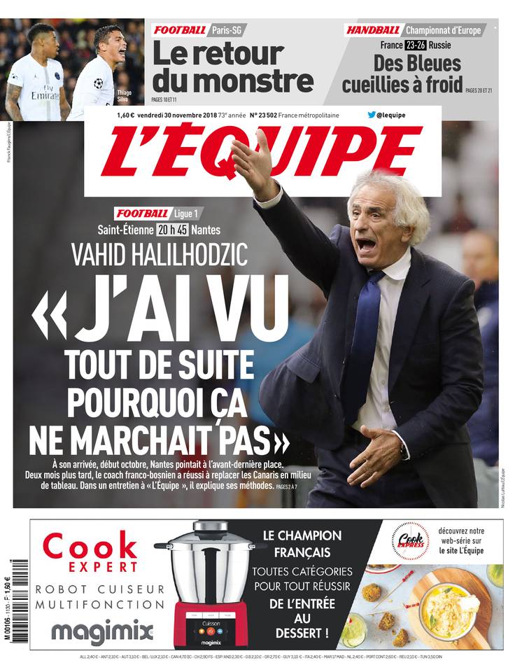 L'Équipe 30 novembre 2018 L'Équipe du 30 novembre 2018 à télécharger sur iPad