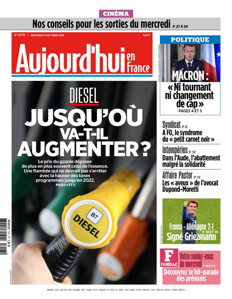 Aujourd'hui en France 17 octobre 2018 Aujourd'hui en France du 17 octobre 2018 à télécharger sur iPad