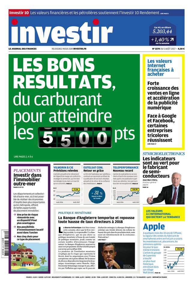 Investir 05 août 2017 Investir N°2274 du 05 août 2017 à télécharger sur iPad
