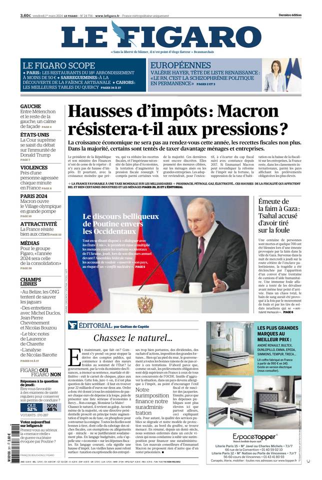 Le Figaro Une du 1 mars 2024