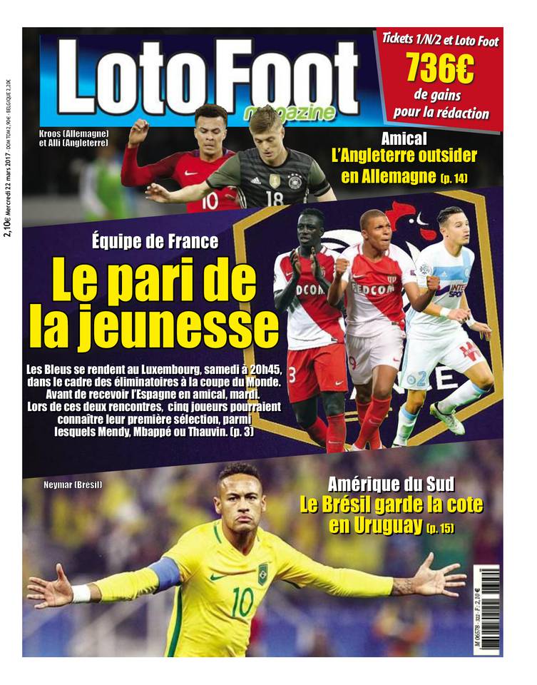 Loto Foot Magazine 22 mars 2017 Loto Foot Magazine du 22 mars 2017 à télécharger sur iPad