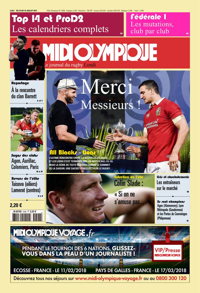 Midi Olympique Rouge 10 juillet 2017 Midi Olympique Rouge du 10 juillet 2017 à télécharger sur iPad