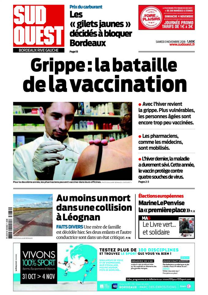 Sud Ouest 03 novembre 2018 Sud Ouest du 03 novembre 2018 à télécharger sur iPad