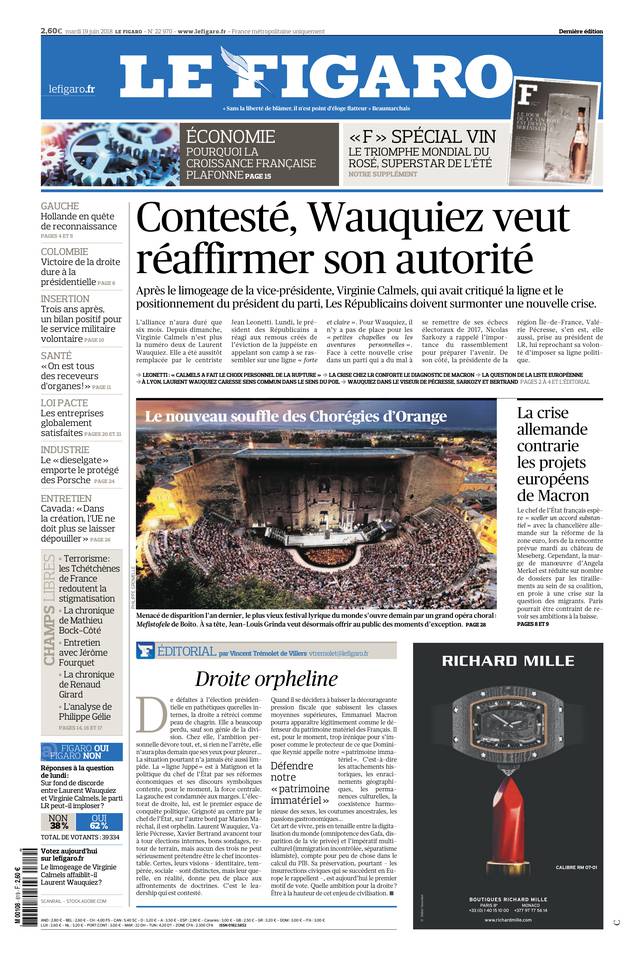 Le Figaro 19 juin 2018 Le Figaro du 19 juin 2018 à télécharger sur iPad