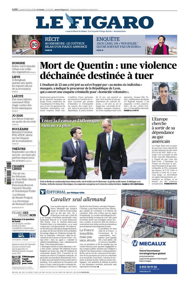 Le Figaro Une du 17 février 2026