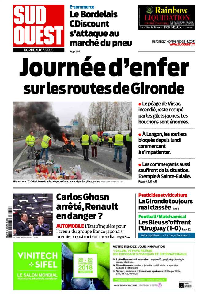 Sud Ouest 21 novembre 2018 Sud Ouest du 21 novembre 2018 à télécharger sur iPad