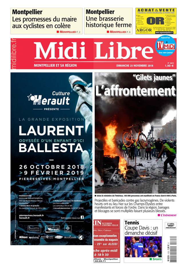 Midi Libre 25 novembre 2018 Midi Libre du 25 novembre 2018 à télécharger sur iPad