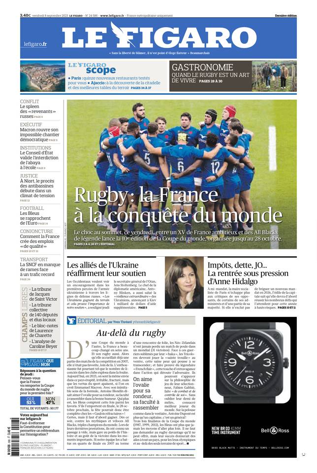 Le Figaro Une du 8 septembre 2023