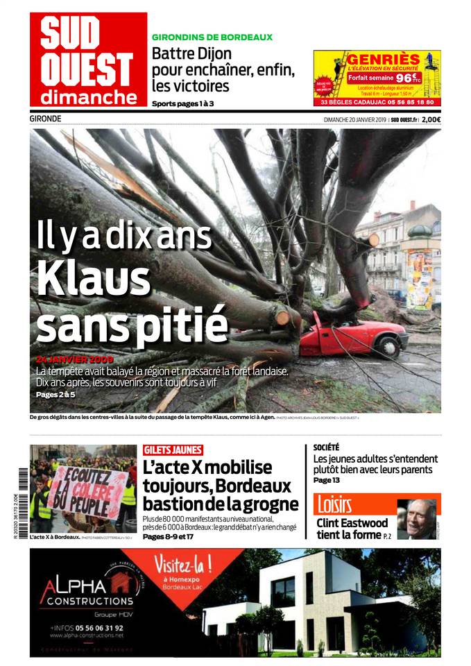 Sud Ouest Dimanche 20 janvier 2019 Sud Ouest Dimanche du 20 janvier 2019 à télécharger sur iPad