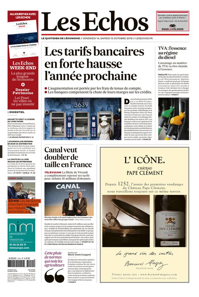 Les Echos 14 octobre 2016 Les Echos du 14 octobre 2016 à télécharger sur iPad