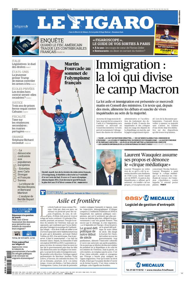 Le Figaro 21 février 2018 Le Figaro du 21 février 2018 à télécharger sur iPad