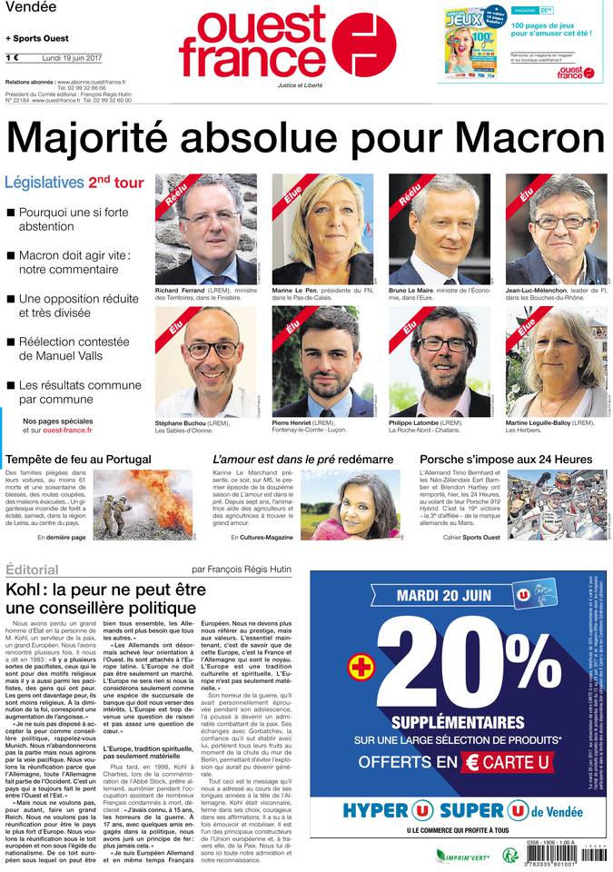 Ouest-France 19 juin 2017 Ouest-France du 19 juin 2017 à télécharger sur iPad