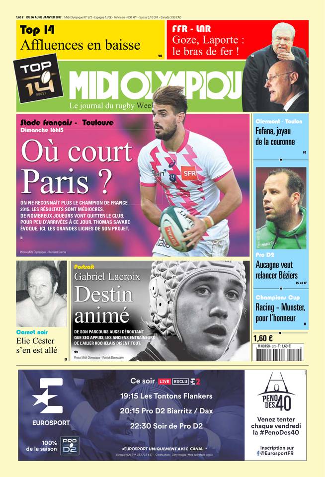 Midi Olympique Vert 06 janvier 2017 Midi Olympique Vert du 06 janvier 2017 à télécharger sur iPad